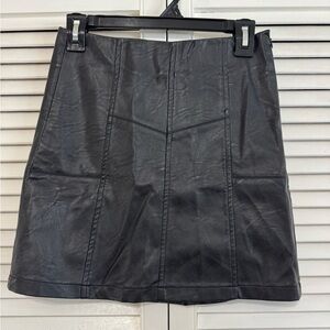 Tattoo Black Leather Skirt